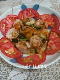 【御釀拌淋風味】蔥燒的雞捲封金棗 的食譜成品照片