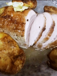 Una foto de Lomo al limón con patatas en dos cocciones