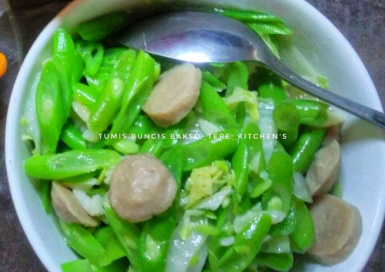 Tumis buncis bakso sapi irit ala anak kost no MSG