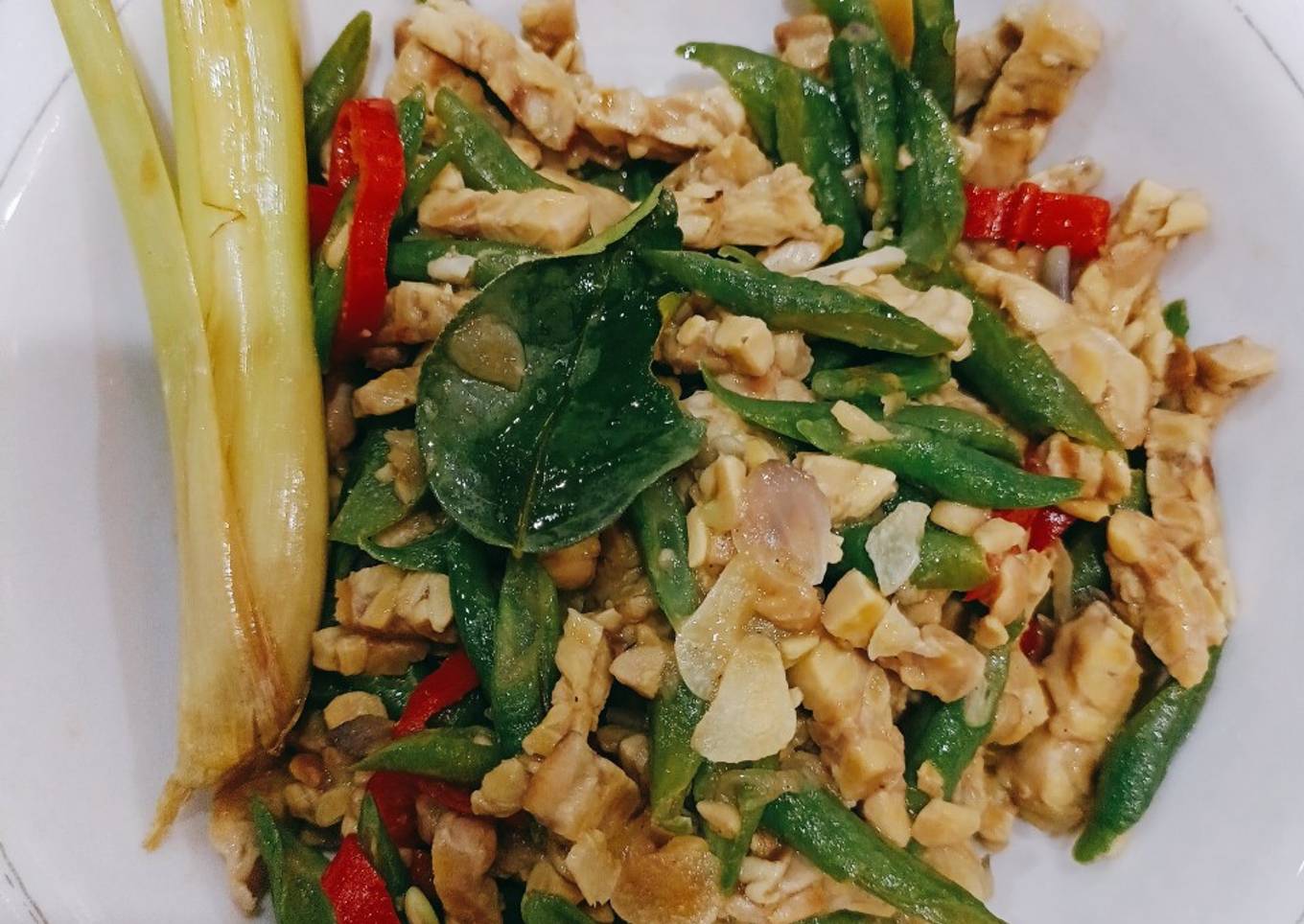 Tempe tumis kacang panjang