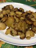 Duo de pommes de terre à la crème de truffe, ail et oignon