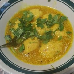 Rasiya muthiya (juicy rice ball) A picture of Rasiya muthiya (juicy rice ball).