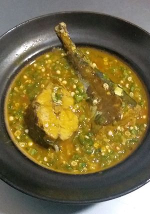 A picture of Fresh Okro and Fish Soup.