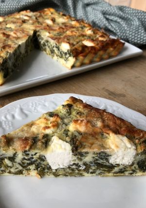 Une photo de Quiche sans pâte épinard chèvre
