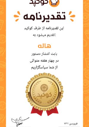 عکسی از دستور تقدیر نامه 😍😍