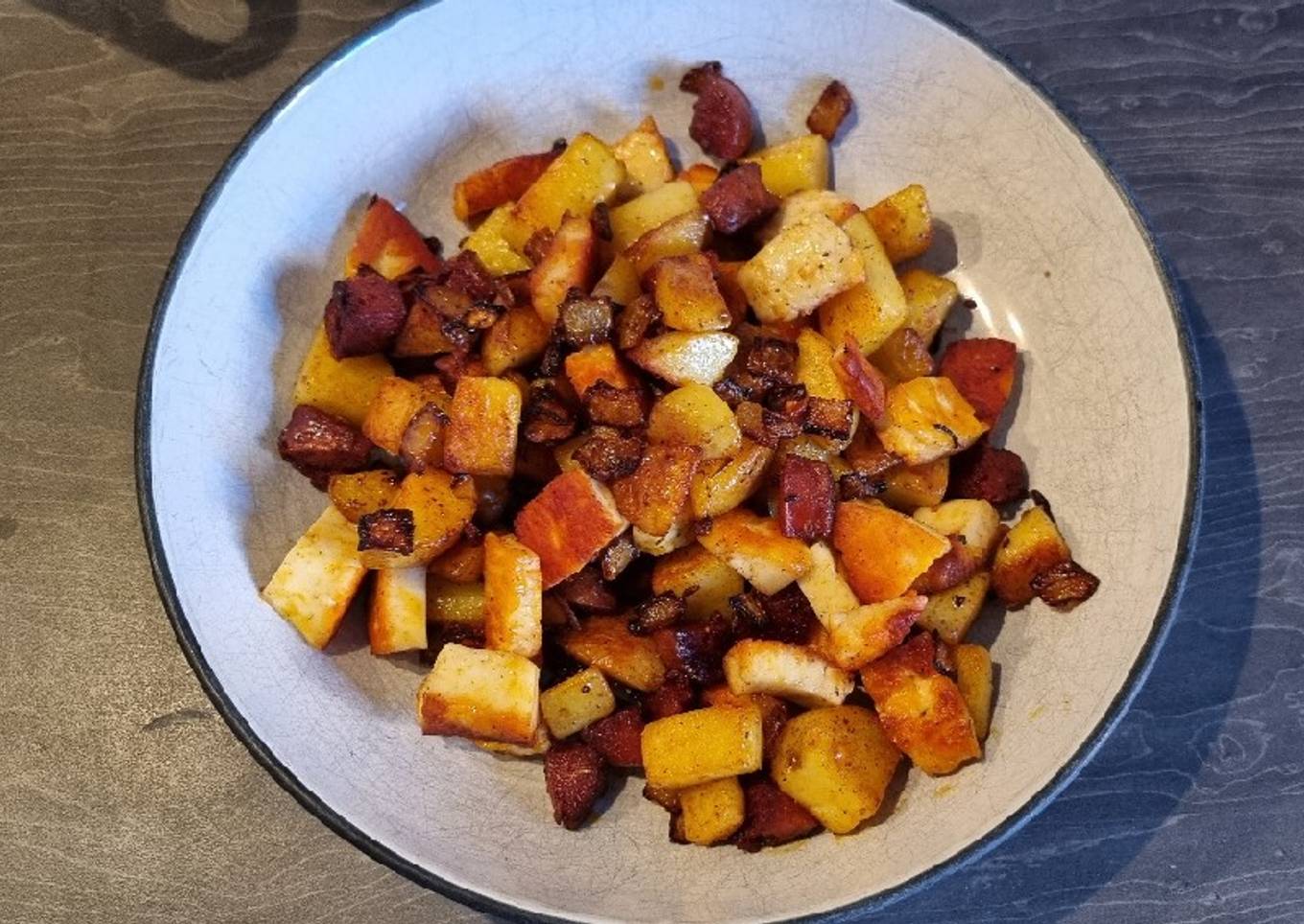 Halloumi and Chorizo Hash
