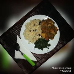Raisin carrot rice-with creamy butter garlic lemon chicken A picture of Raisin carrot rice-with creamy butter garlic lemon chicken.