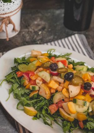 Foto resep Spring Salad (salad sayur Ricola & pear) salad musim semi yang simpel