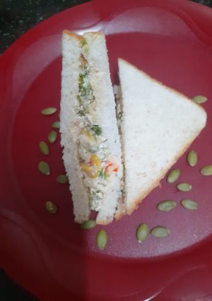 A picture of 🥪Paneer, Hung Curd Sandwiches🥪 (Fireless, No Mayo, No Cream, No Cheese Recipe) -- Healthy & Yummy.
