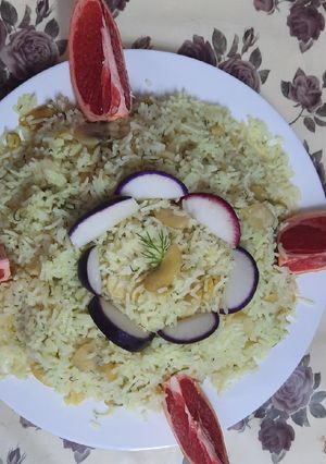 صورة لوصفة الرز بالباقلاء والشبنت