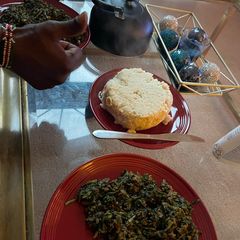 A picture of Kenyan Ugali na Sukuma wiki 🇰🇪.