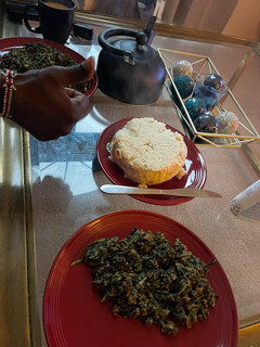 A picture of Kenyan Ugali na Sukuma wiki 🇰🇪.
