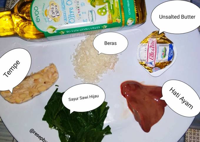 Menu MP-ASI 4 Bintang Usia 6 Bulan Bubur Hati Ayam Sawi Hijau