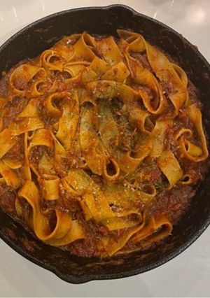 A picture of Pappardelle with slow cooked Beef Ragu.