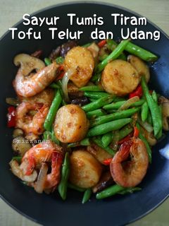 Gambar Sayur Tumis, Tofu Telur dan Udang