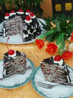 Foto resep Black forest mile crepes