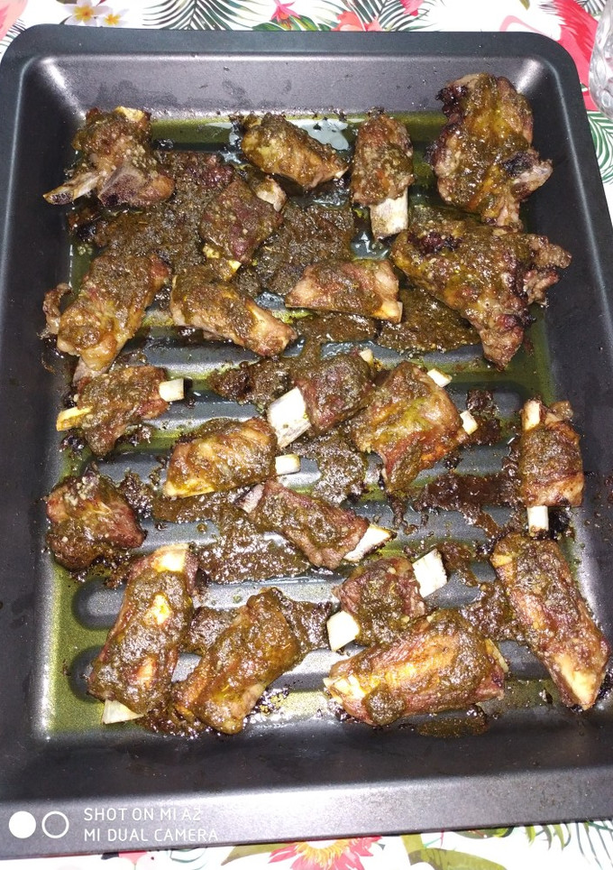 Una foto de Costillas al horno con miel y curry
