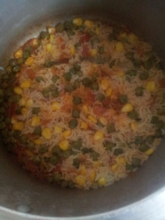 A picture of Corn matar pulav.
