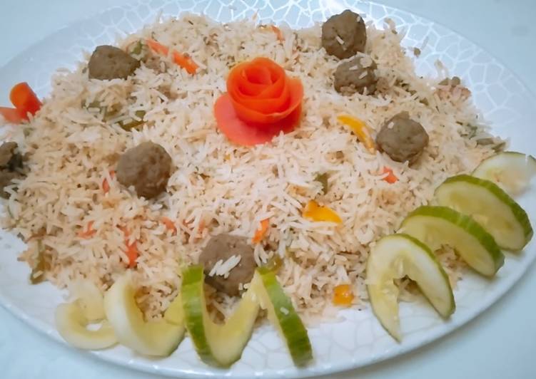 Steps to Make Speedy Fried rice with meat balls