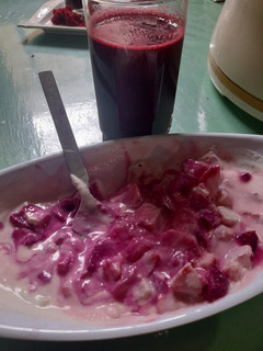 A picture of Beet root Yogurt salad.