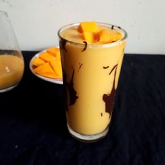 Mango lassi with chocolate A picture of Mango lassi with chocolate.