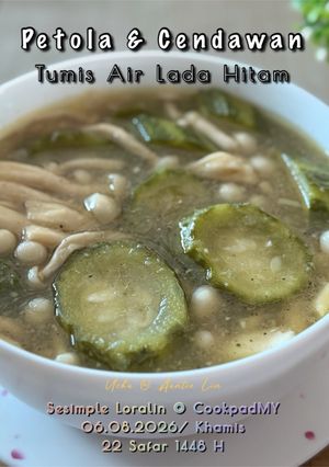 Gambar Petola & Cendawan Shimeji Tumis Air Lada Hitam