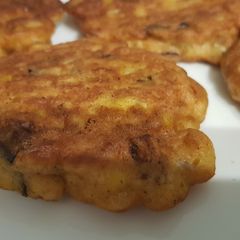 Sweetcorn aubergine fritters A picture of Sweetcorn aubergine fritters.