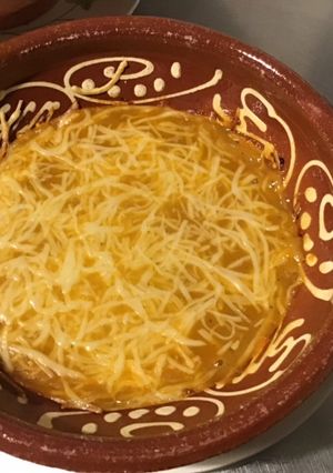 Une photo de Potage de légumes d'hiver (tomates courgettes aubergines) au fromage