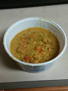 A picture of Jamerican Curry Chicken & Rice Soup.