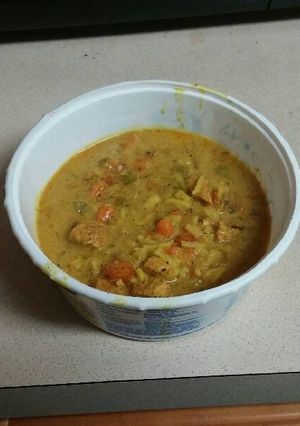 A picture of Jamerican Curry Chicken & Rice Soup.