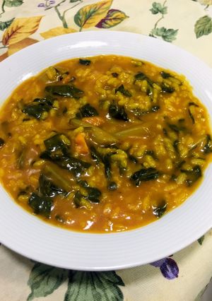 Una foto de Arroz meloso con acelgas y boniato (Thermomix)