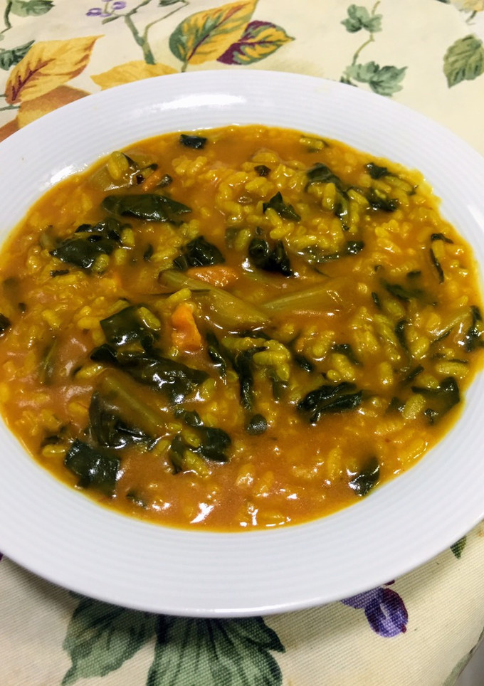 Una foto de Arroz meloso con acelgas y boniato (Thermomix)