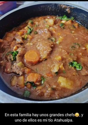 A picture of Beef Stew with Carrots, Potatoes, and Red Wine.