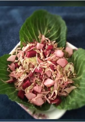 A picture of Cabbage Beet and Raddish Salad.