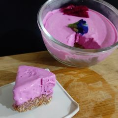 A picture of Dragon fruit non cheesy cheese cake.