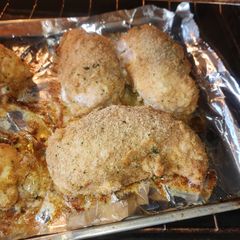 A picture of Italian breaded chicken breast (baked) also, air fryer friendly too.