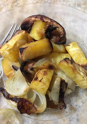 Una foto de Verduras saludables al horno con limón y romero