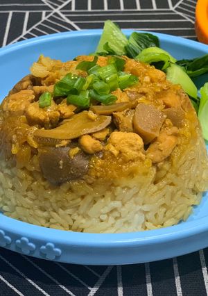 A picture of Nasi Tim Ayam (chicken steam rice).