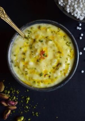 A picture of Sabudana and gheeya ki kheer.