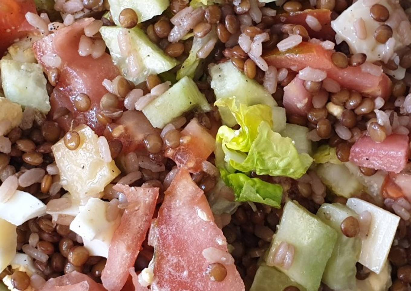 Ensalada de lentejas y arroz