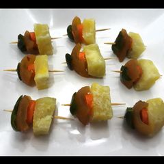 Sweet potatoes with pomo,carrots and green pepper A picture of Sweet potatoes with pomo,carrots and green pepper.