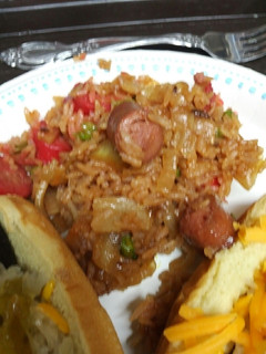 A picture of Redhot and Hotdog Fried Rice.