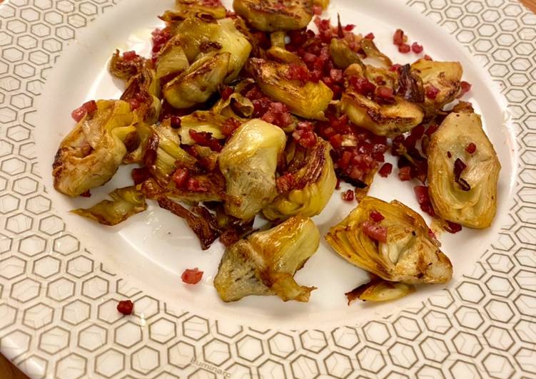 Corazones de alcachofa con jamón