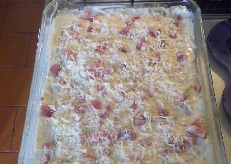 Pasticcio di asparagi prosciutto e scamorza