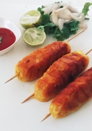 A picture of Paneer Seekh Kabab.