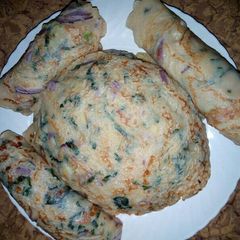 A picture of Pancakes with vegetable.