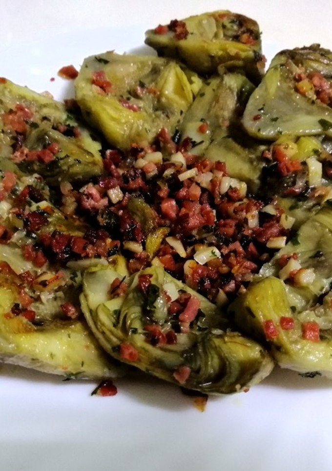 Una foto de Alcachofas con jamón
