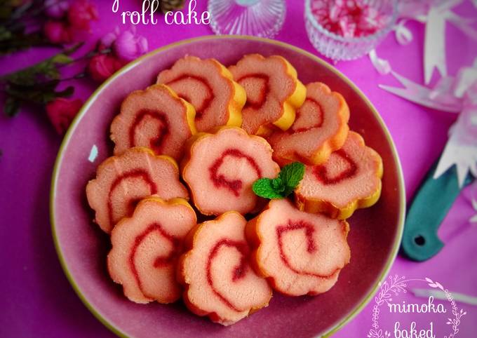 Strawberry sakura roll cake