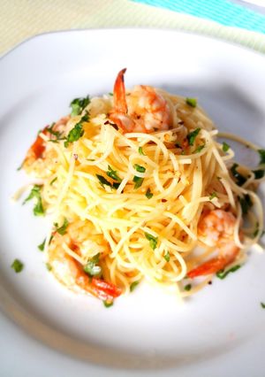 Foto resep Spaghetti Aglio e Olio (Shrimp Aglio e Olio Spaghetti)
