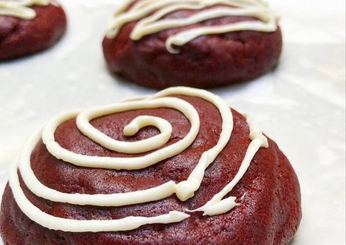 Cakey RED VELVET Cookies (Cheese inside, white choco on top) 🟥🍪
